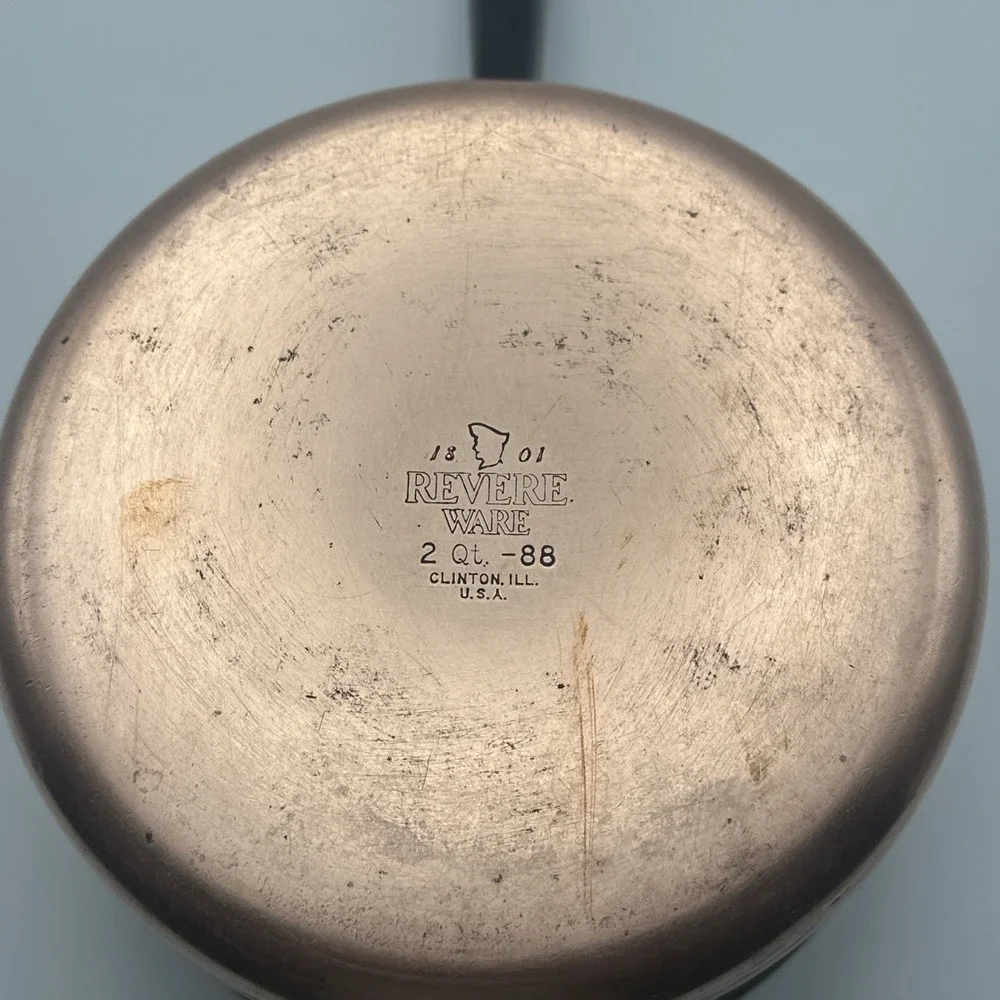 Vintage Revere Ware 2 Qt.-88 Saucepan Copper Clad Clinton ILL USA No Lid PR203